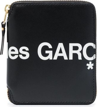 Comme Des Gar&ccedil;ons Black Logo Zip-Around Leather Wallet