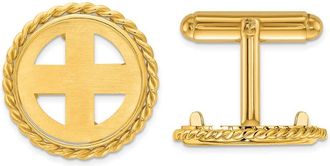 Diamond2Deal 14k Yellow Gold Mens Polished Twisted Wire Coin Bezel Cuff Links