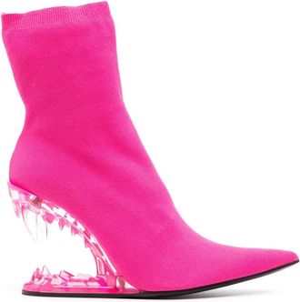 GCDS Morso ribbbed-knit ankle boots - women - Polyester/Goat Skin - 40 - Pink