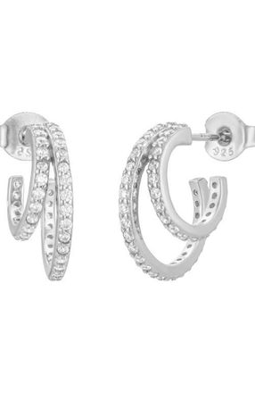 Untamed Petals Hannah Crystal Mini Hoops in Silver at Nordstrom