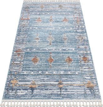 RugsX Rugsx - Alfombra Moderna Belle Bf13c Azul / Beige Franjas Blue 120x170 Cm