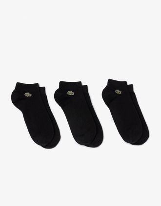 Lacoste Mens Lacoste Mens 3-Pack Trainers Socks - Black/Black-Black 8VM - Black/Black/Black - Size: 9/9.5/11/10/12/10.5/11.5