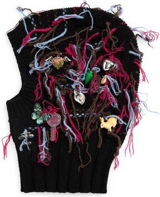 Chopova Lowena Washed Up Merino Wool Balaclava in Black at Nordstrom