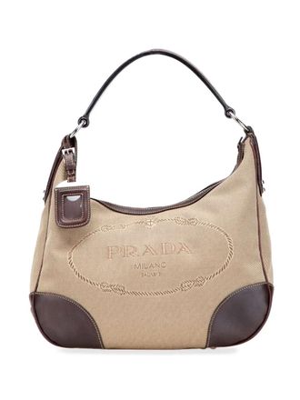 Prada 2013-2025 Canvas Canapa Logo shoulder bag - women - Canvas/Calf Leather - One Size - Brown