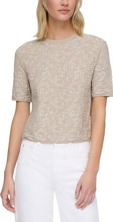 Lafayette 148 New York Textured Jacquard Crew Neck Sweater