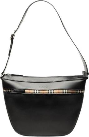 Burberry Pre-owned Canvas Shoulder Bag - Dames - Vintage Schoudertas - Zwart - ONE Size - Leer - Vintage