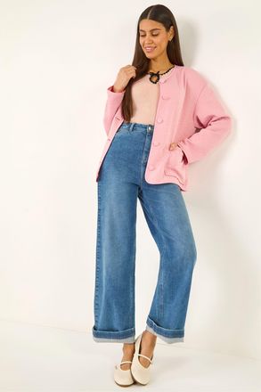 Roman Womens Patterned Pocket Edge Jacket - Pink - Size 16 UK