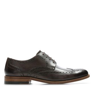 Clarks Mens Formal Brogue Detailed Shoes James Wing - Dark Brown Leather - UK Size 9.5G - EU Size 44 - US Size 10.5M