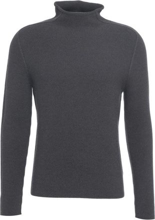 Hannes Roether High-Neck Virgin Wool Knit Sweater With Ribbed Texture