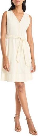 Maggy London Belted Linen Blend Dress in Pristine at Nordstrom Rack, Size 18 (Similar To 16W)