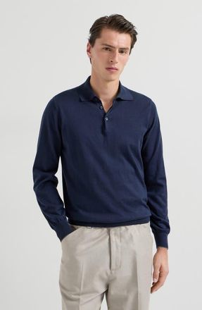 Brunello Cucinelli Polo-style sweater in Navy Blue at Nordstrom, Size 56 It