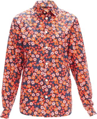 Marni cotton floral print long sleeve shirt top