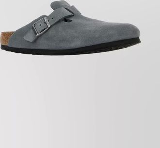 Birkenstock suede boston slippers featuring buckle detail