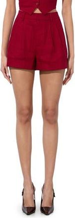 Alice & Olivia Conry Cuff Linen Blend Shorts in Dark Cherry at Nordstrom Rack, Size 8