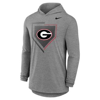 Nike Mens College (Georgia Bulldogs) Long-Sleeve Hooded Baseball T-Shirt in Grey | M12173P967GORG-DGH