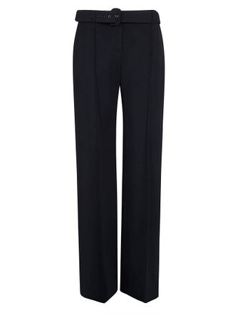 Ermanno Scervino High-Waisted Black Crepe Wide-Leg Trousers with Belt and Pleats