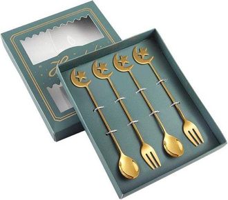OEM Caja Universal De Acero Inoxidable Para Cuchara Tenedor-cuchara De Ramad&aacute;n Con Reloj De Pascua Mubarak