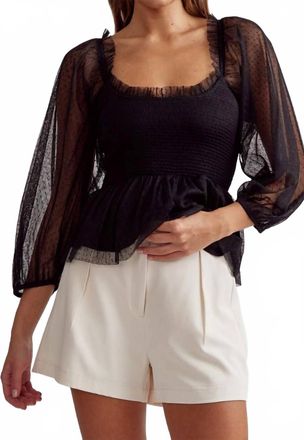 Entro Kait Swiss Dot Top In Black