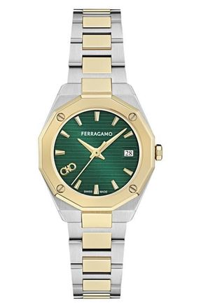 Ferragamo Edge Bracelet Watch, 28mm in Two Tone at Nordstrom