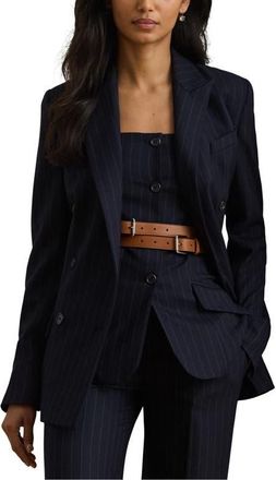 Lauren Ralph Lauren Ryen Pinstripe Blazer in Navy/Cream at Nordstrom, Size 10