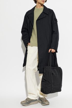 Stone Island Coat With Logo Patch, Mens, Black