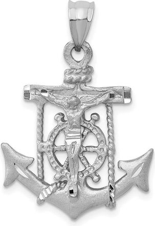 Diamond2Deal 14k White Gold Mariners Cross Pendant