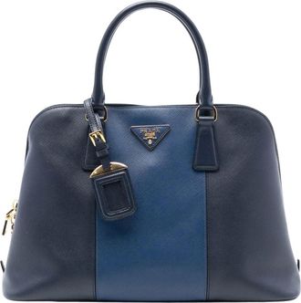 Prada Pre-owned Handbags, female, Blue, Size: ONE SIZE Pre-owned Structured Satchel Bag