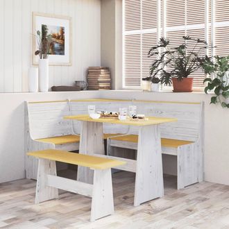vidaXL Vidaxl - Banco De Esquina Reine Madera Maciza Pino Marr&oacute;n Blanco 151 Cm