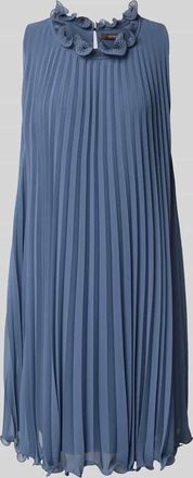 Vera Mont Knielanges Cocktailkleid mit Plisseefalten in Rauchblau, Größe 36