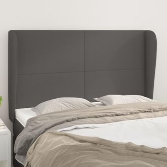 vidaXL Cabecero Con Orejas De Cuero Sint&eacute;tico Gris 147x23x118/128cm Vidaxl
