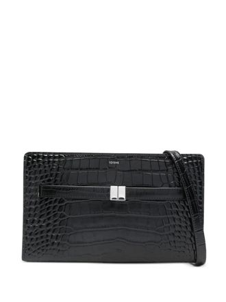 Toteme belted crocodile-embossed cross body bag - Black