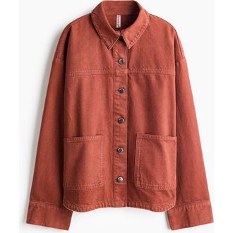 H&M Twill Shacket in Rust Brown at Nordstrom, Size Xx-Large