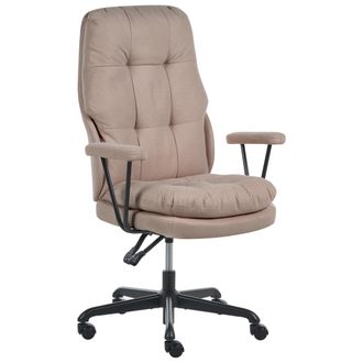 Beliani Silla De Oficina Con Tapizado De Tela Inclinable Con Bloqueo De Posici&oacute;n Giratoria 360&deg; Altura Ajustable Marr&oacute;n Melocush
