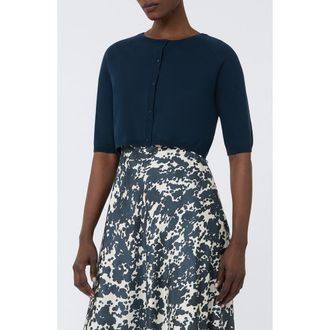 Max Mara Pam Short Sleeve Cardigan in Ultramarine at Nordstrom, Size Medium