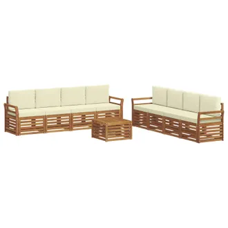 vidaXL Set Di Divani Da Esterno 9 Pz Naturale E Crema Vidaxl