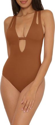 BECCA by Rebecca Virtue Prism Cutout One-Piece Swimsuit in Bronze at Nordstrom, Size Medium