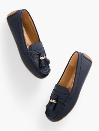 Talbots Arden Driving Loafers - Pebble Leather - Blue - 7 1/2 M Talbots