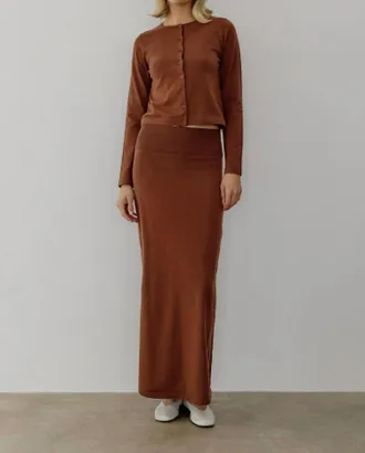 All : Row Dane Knit Maxi Skirt In Brown