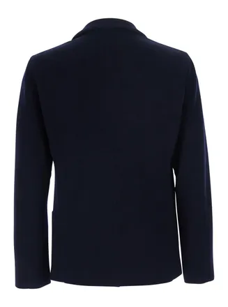 Giorgio Armani Mens Wool Knit V-Neck Jacket Blue Virgin Blazers