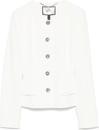 Nissa floral-buttons blazer - women - Acetate/Polyester/Spandex/Elastane - 42 - White