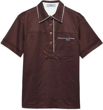 Prada Patch-pocket Raw-cut Polo Top