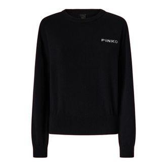 Pinko Martinica maglia blend con logo - Dames - Ronde hals truien - Zwart - L - Wol - Truien & Vesten