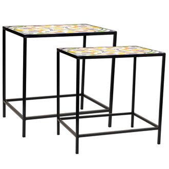 Wanderlust Deco Wanderlust Deco - Set 2 Soportes De Mosaico Y Metal Negros