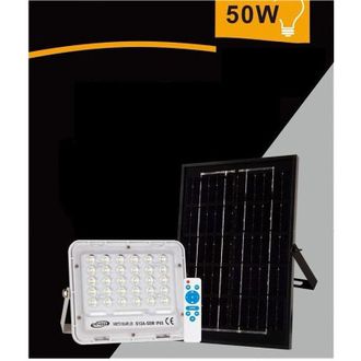 Trade Shop Trade Shop Traesio - Trade Shop - Faro Faretto Pannello Solare 50 Watt Luce Fredda 6500k Ip65 Telecomando S12a-50w