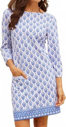 Cabana Life Three-Quarter Sleeves Shift Dress In Palm Beach