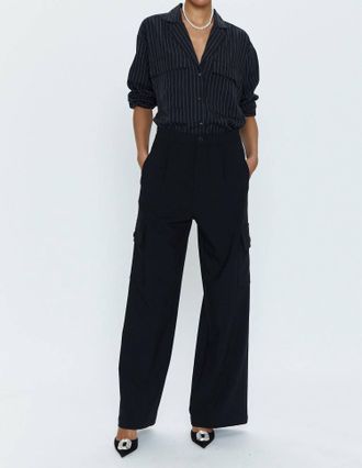 Pistola Denim Brynn High Rise Relaxed Cargo Pants In Black