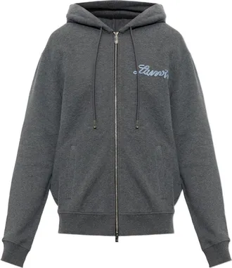Lanvin Silk-Blend Ribbed Zip-Up Hoodie