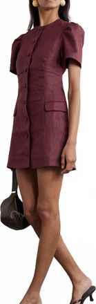 Faithfull The Brand Emma Linen Mini Dress In Bordeaux