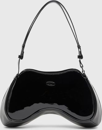 Diesel Play-Glossy crossbody bag with tonal logo - Shoulder Bags - Woman - Black
