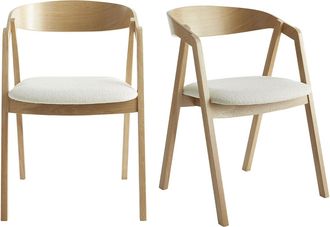 Miliboo Set De 2 Sillas N&oacute;rdicas De Roble Macizo Y Tejido Efecto Borreguillo Color Crudo Lova